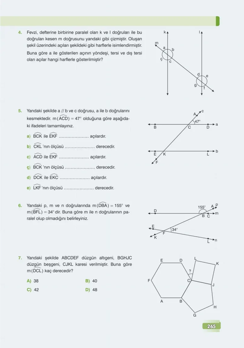7. Sınıf Matematik Ders Kitabı Cevapları Edat Yayınları Sayfa 265