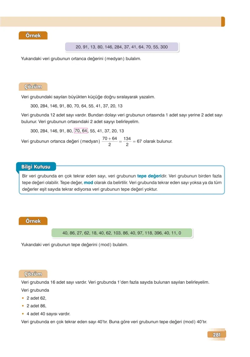 7. Sınıf Matematik Ders Kitabı Cevapları Edat Yayınları Sayfa 281