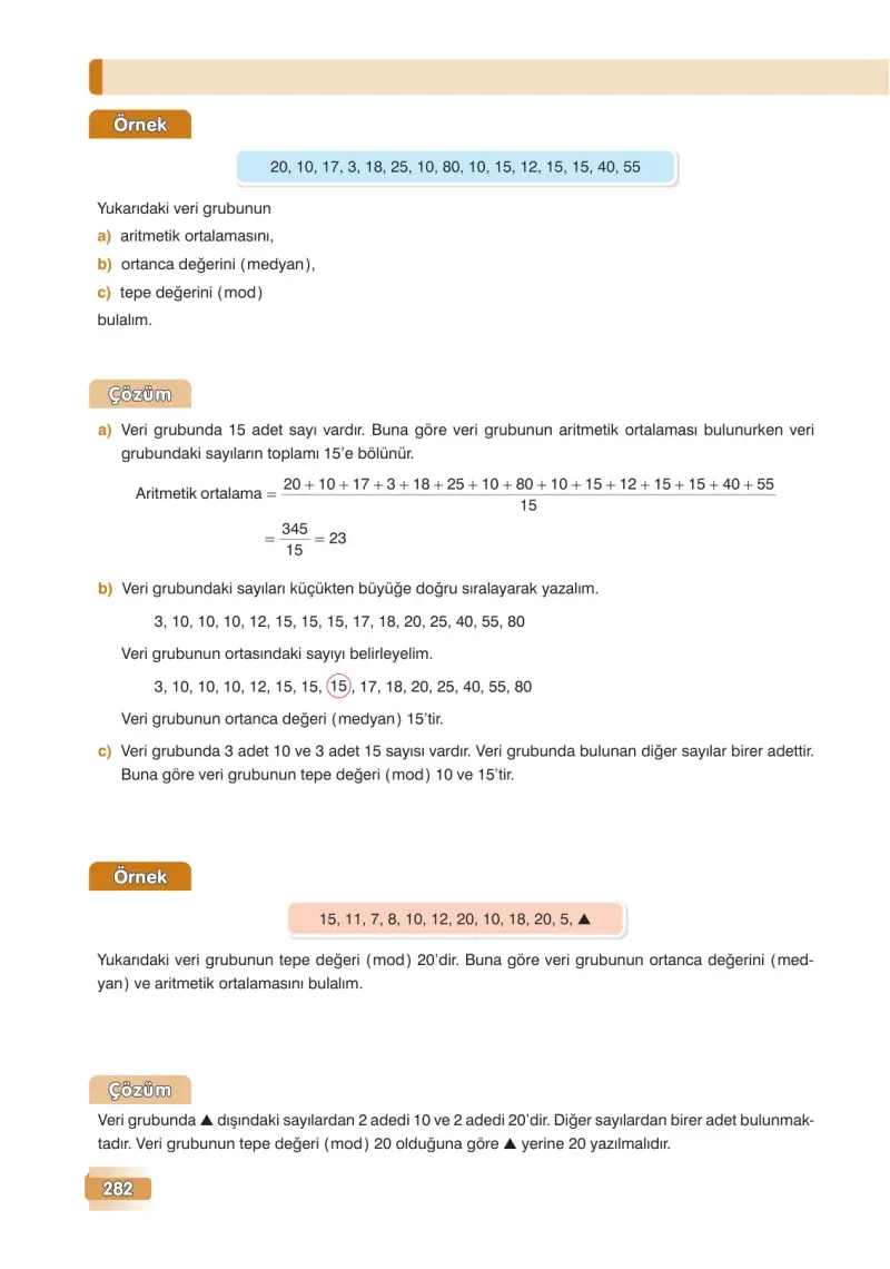 7. Sınıf Matematik Ders Kitabı Cevapları Edat Yayınları Sayfa 282
