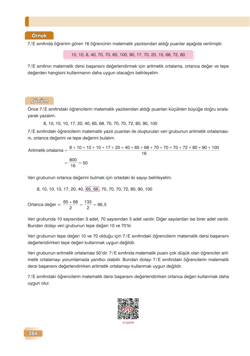 7. Sınıf Matematik Ders Kitabı Cevapları Edat Yayınları Sayfa 284