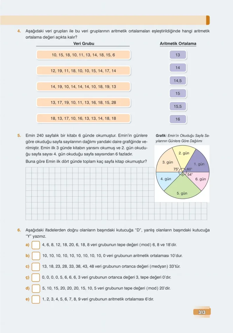 7. Sınıf Matematik Ders Kitabı Cevapları Edat Yayınları Sayfa 313