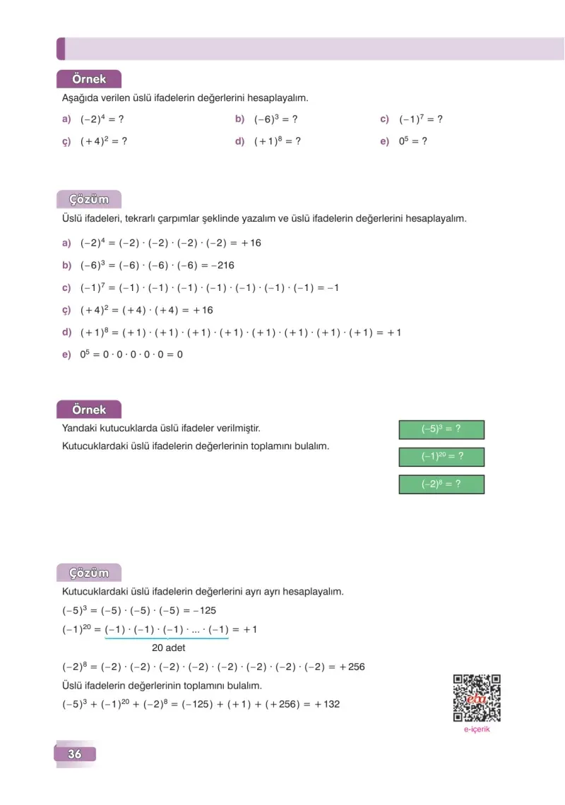 7. Sınıf Matematik Ders Kitabı Cevapları Edat Yayınları Sayfa 36