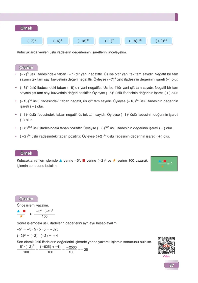 7. Sınıf Matematik Ders Kitabı Cevapları Edat Yayınları Sayfa 37