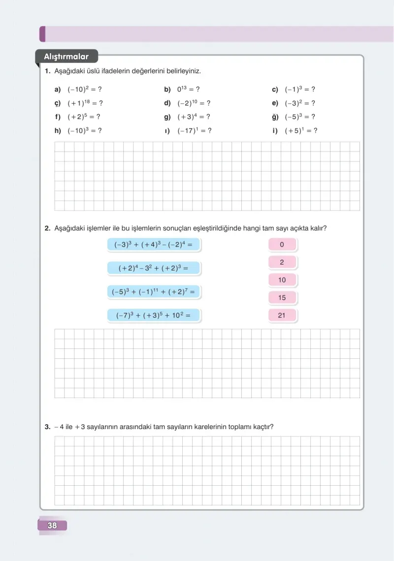 7. Sınıf Matematik Ders Kitabı Cevapları Edat Yayınları Sayfa 38