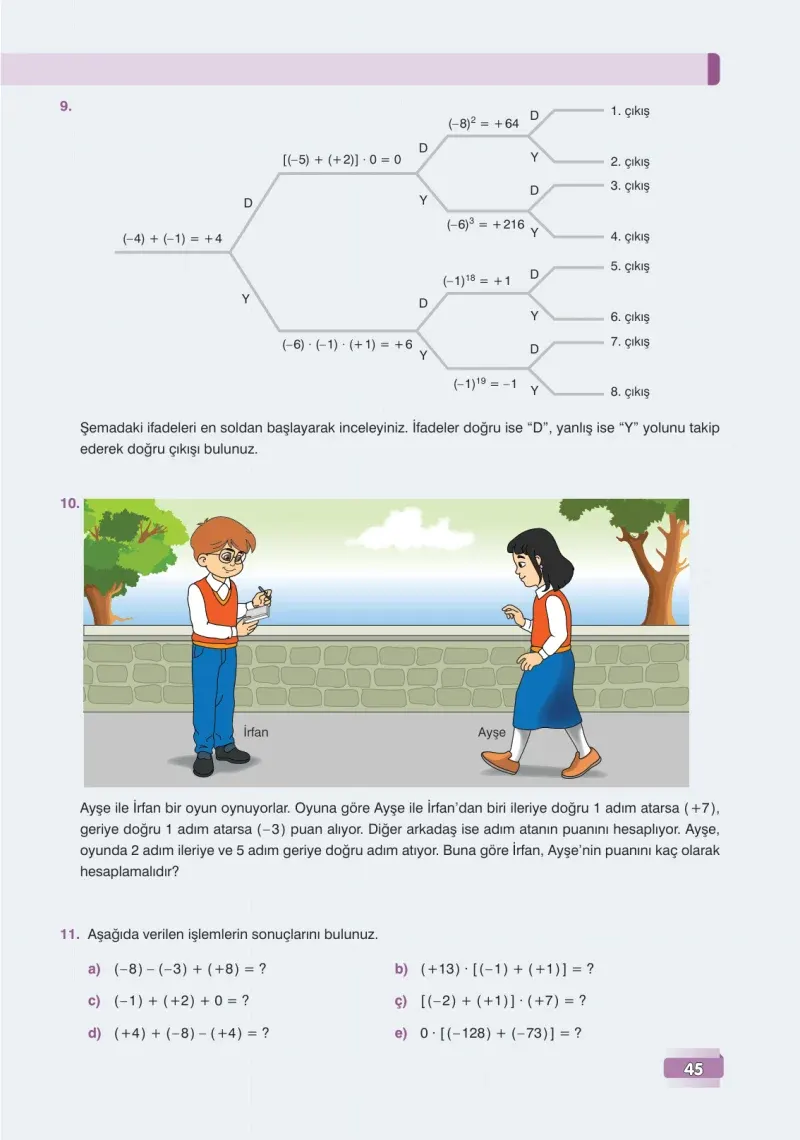 7. Sınıf Matematik Ders Kitabı Cevapları Edat Yayınları Sayfa 45