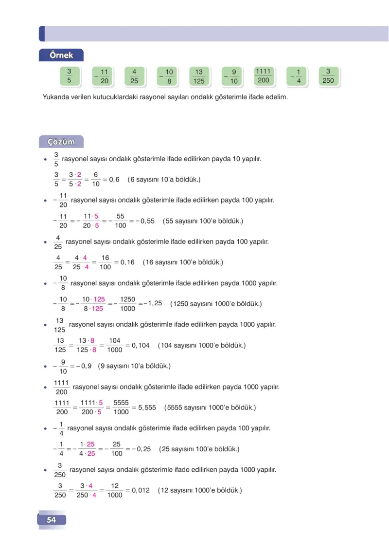 7. Sınıf Matematik Ders Kitabı Cevapları Edat Yayınları Sayfa 54