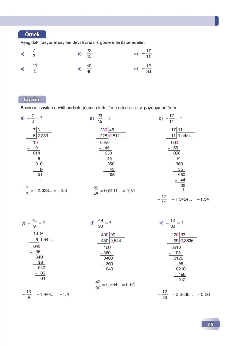 7. Sınıf Matematik Ders Kitabı Cevapları Edat Yayınları Sayfa 55
