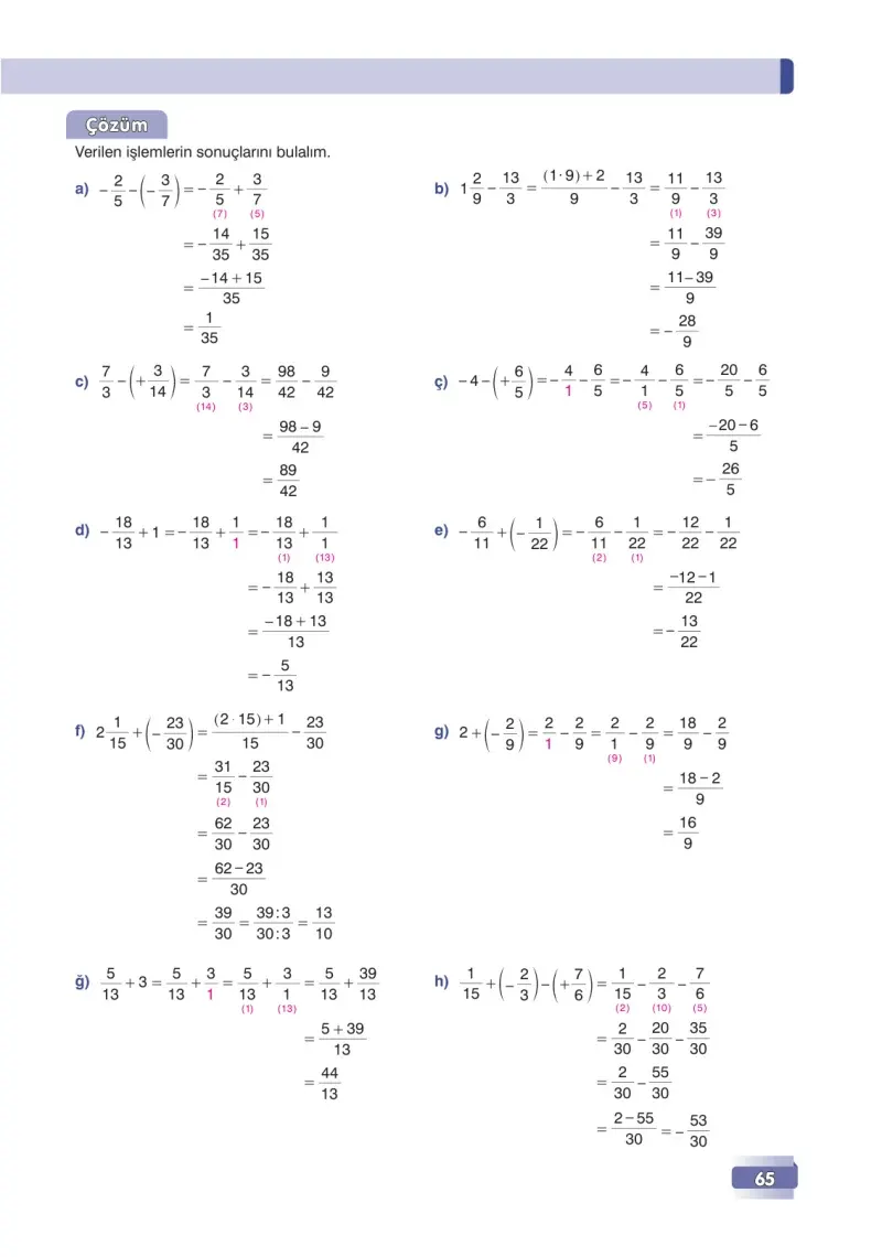 7. Sınıf Matematik Ders Kitabı Cevapları Edat Yayınları Sayfa 65