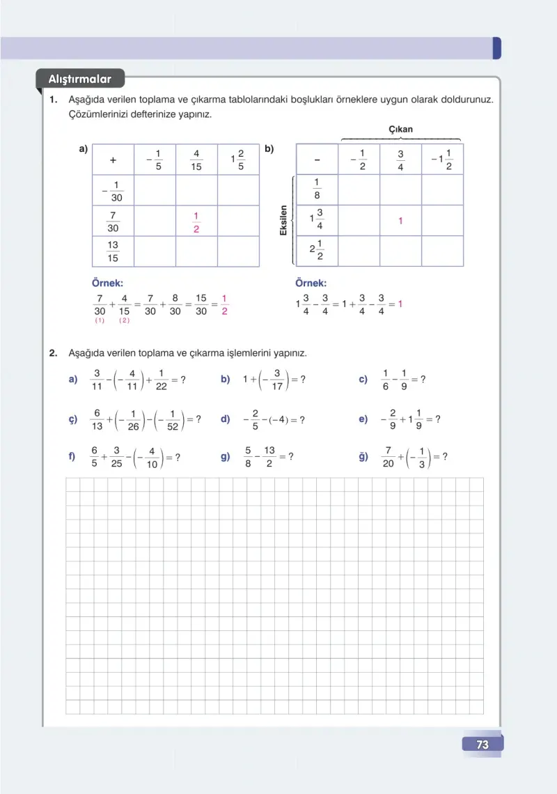 7. Sınıf Matematik Ders Kitabı Cevapları Edat Yayınları Sayfa 73