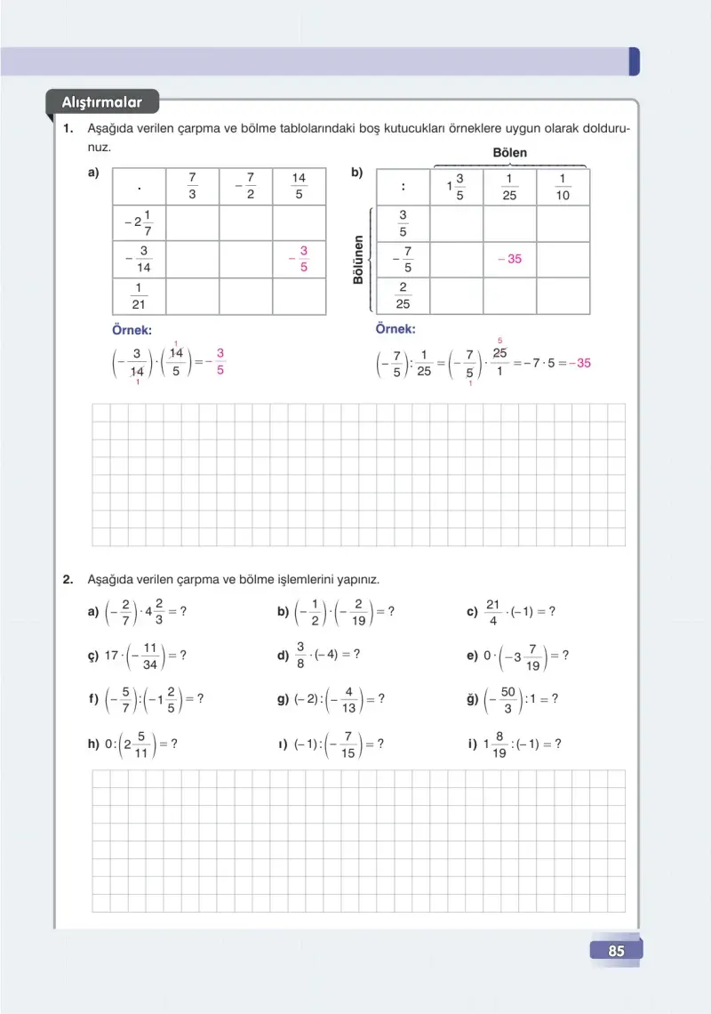 7. Sınıf Matematik Ders Kitabı Cevapları Edat Yayınları Sayfa 85