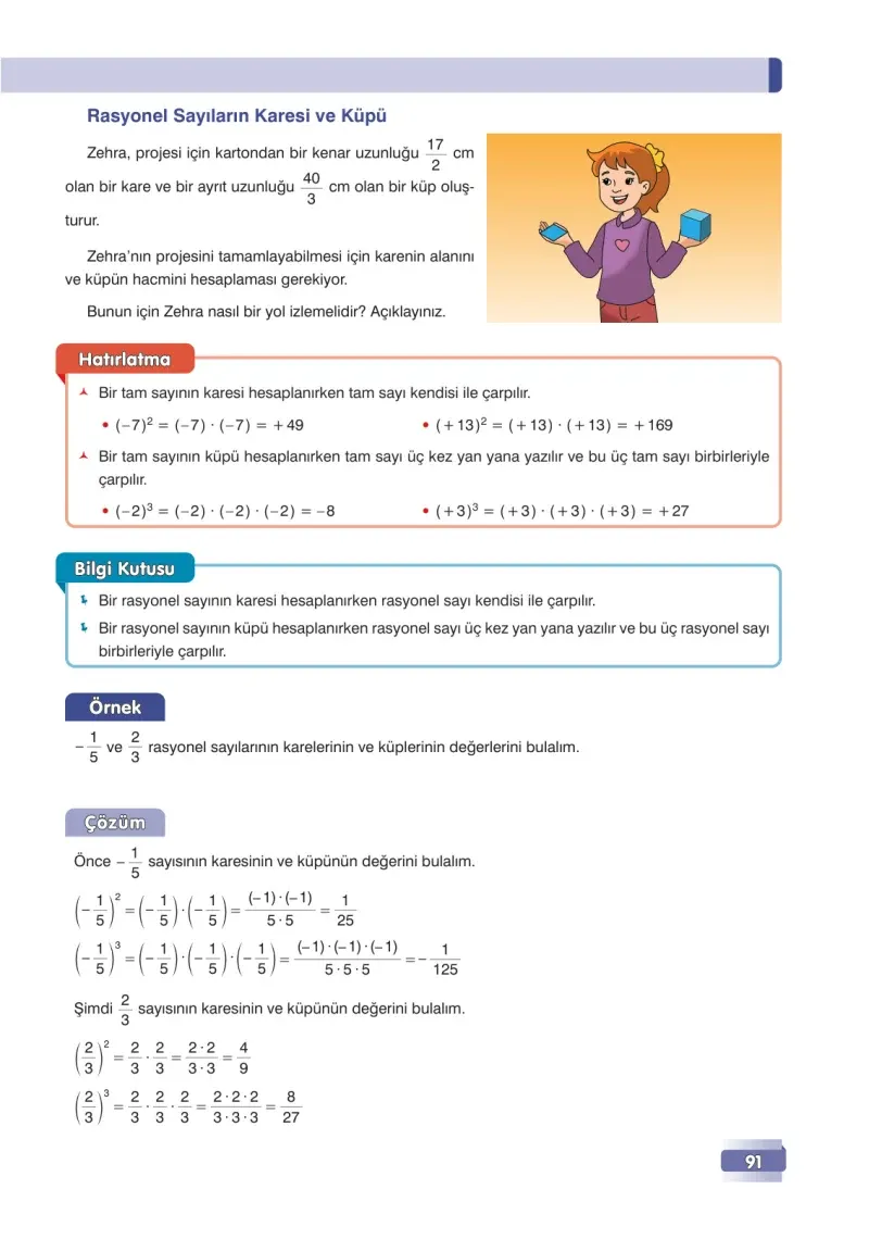 7. Sınıf Matematik Ders Kitabı Cevapları Edat Yayınları Sayfa 91