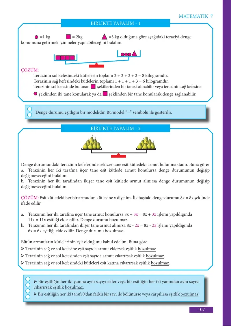 7. Sınıf Matematik Ders Kitabı Cevapları Meb Yayınları Sayfa 107