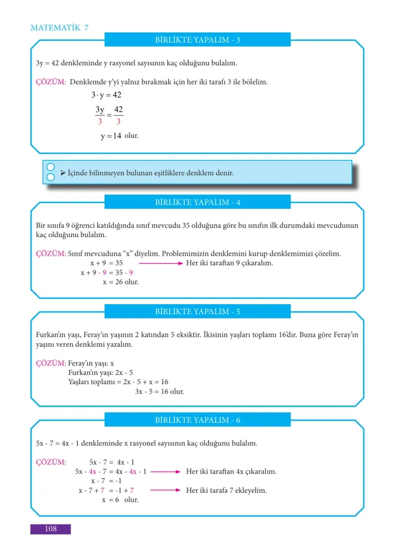 7. Sınıf Matematik Ders Kitabı Cevapları Meb Yayınları Sayfa 108