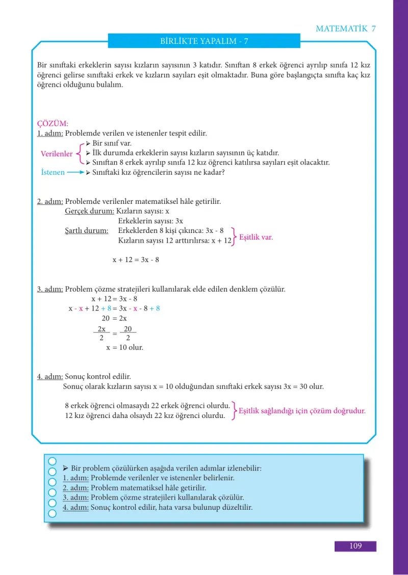 7. Sınıf Matematik Ders Kitabı Cevapları Meb Yayınları Sayfa 109