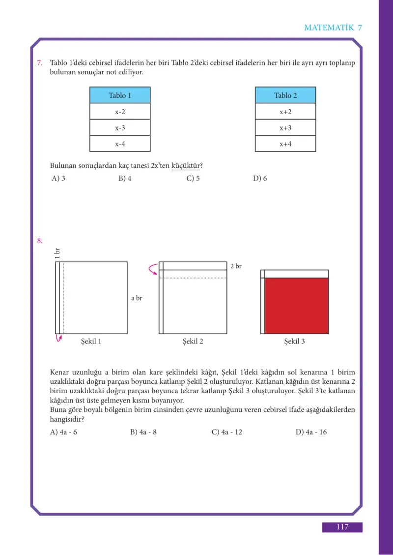 7. Sınıf Matematik Ders Kitabı Cevapları Meb Yayınları Sayfa 117