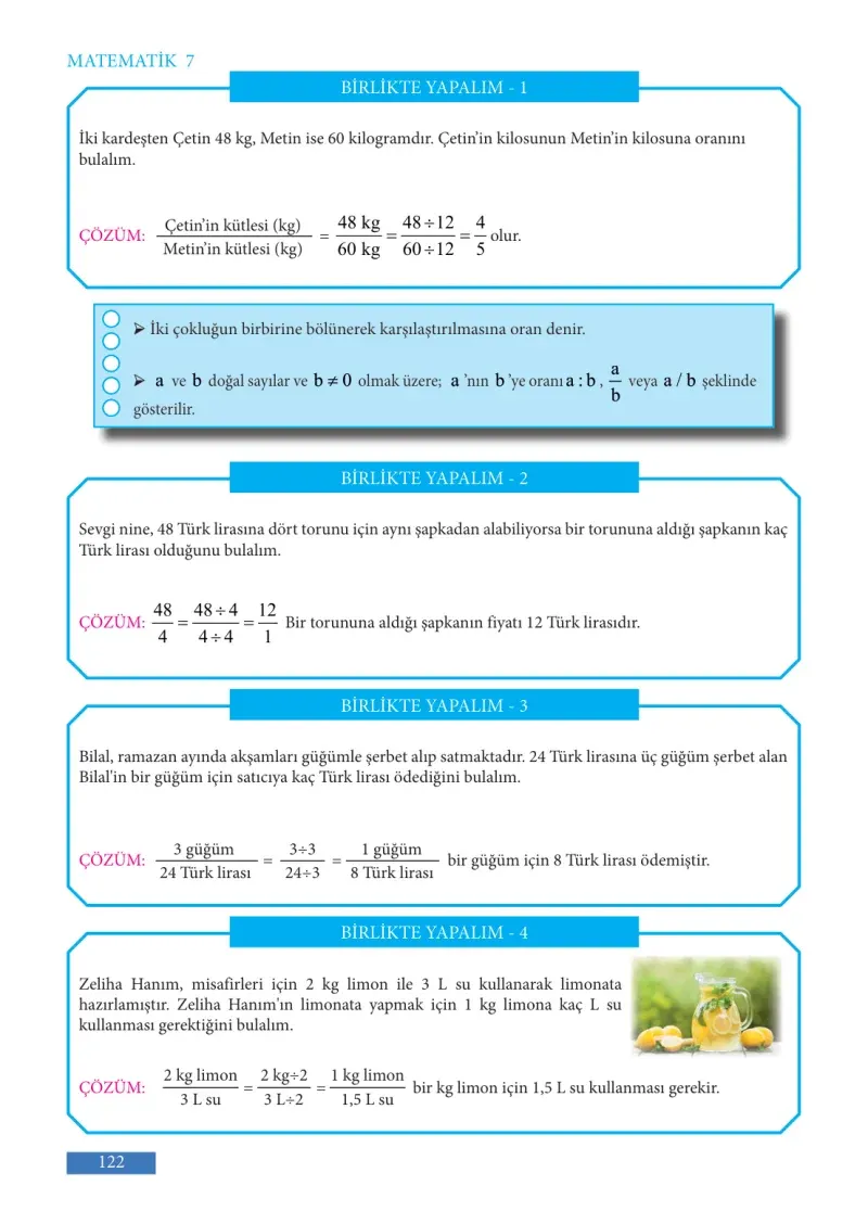 7. Sınıf Matematik Ders Kitabı Cevapları Meb Yayınları Sayfa 122