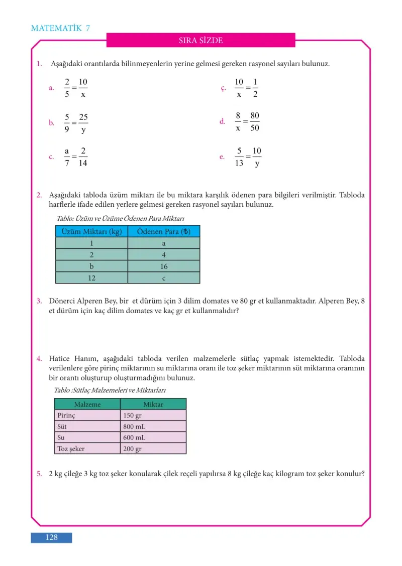 7. Sınıf Matematik Ders Kitabı Cevapları Meb Yayınları Sayfa 128