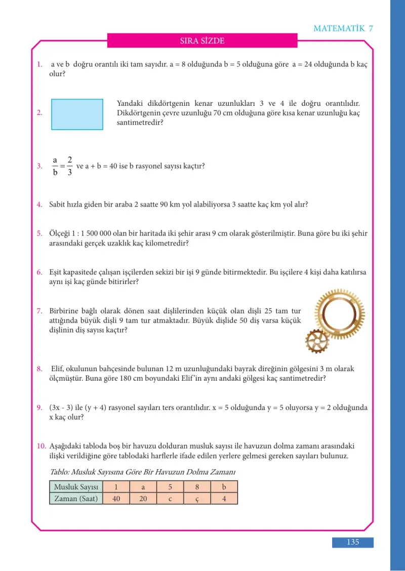 7. Sınıf Matematik Ders Kitabı Cevapları Meb Yayınları Sayfa 135