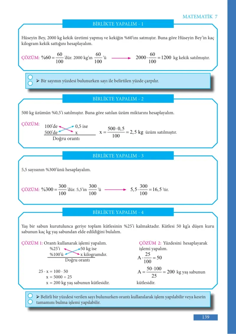 7. Sınıf Matematik Ders Kitabı Cevapları Meb Yayınları Sayfa 139