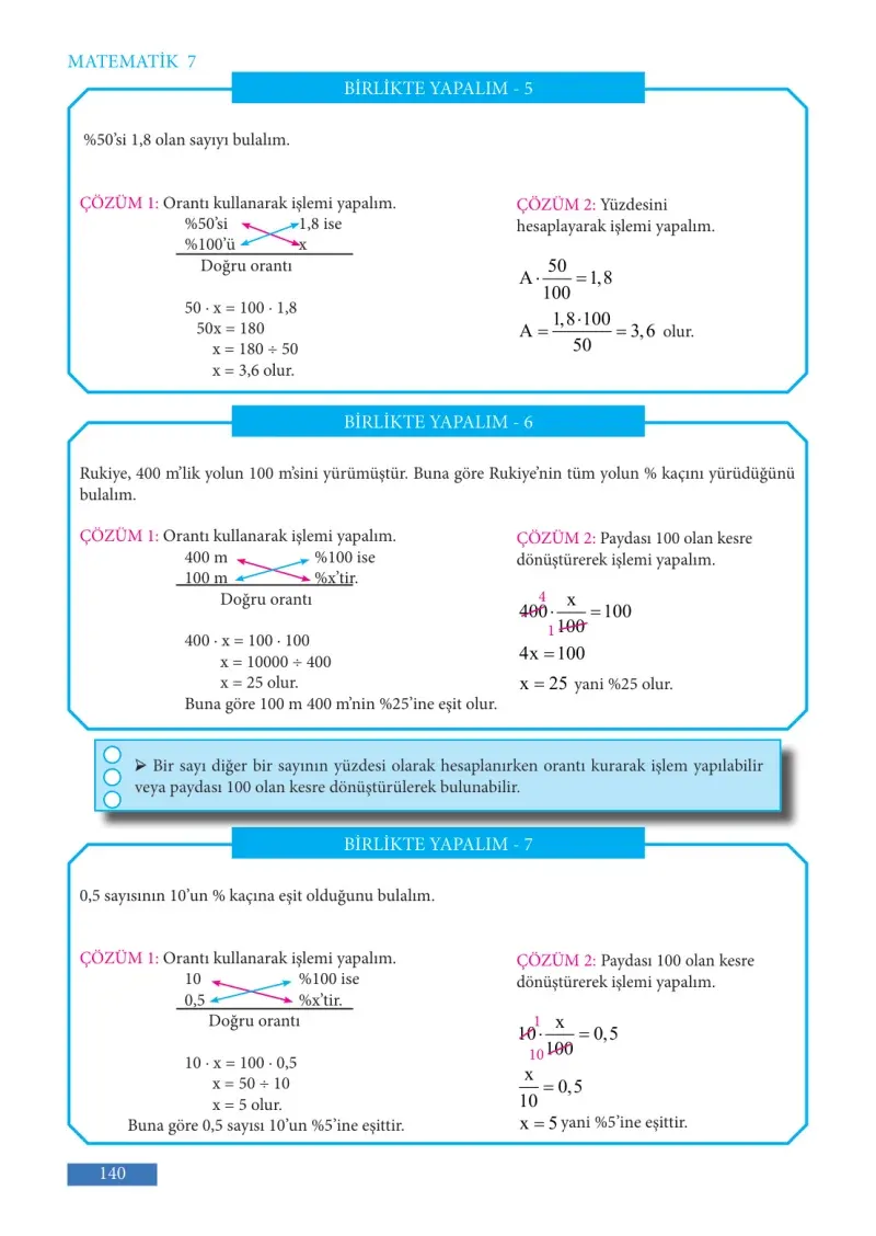 7. Sınıf Matematik Ders Kitabı Cevapları Meb Yayınları Sayfa 140