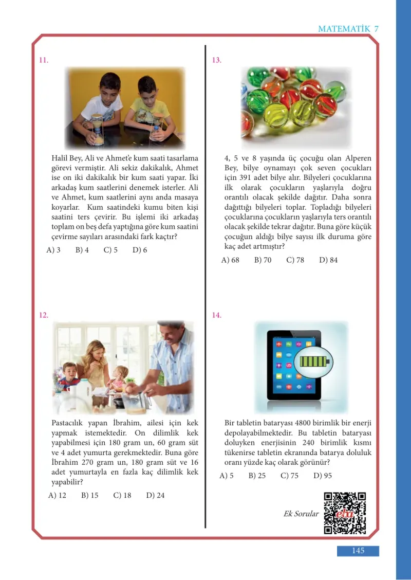 7. Sınıf Matematik Ders Kitabı Cevapları Meb Yayınları Sayfa 145