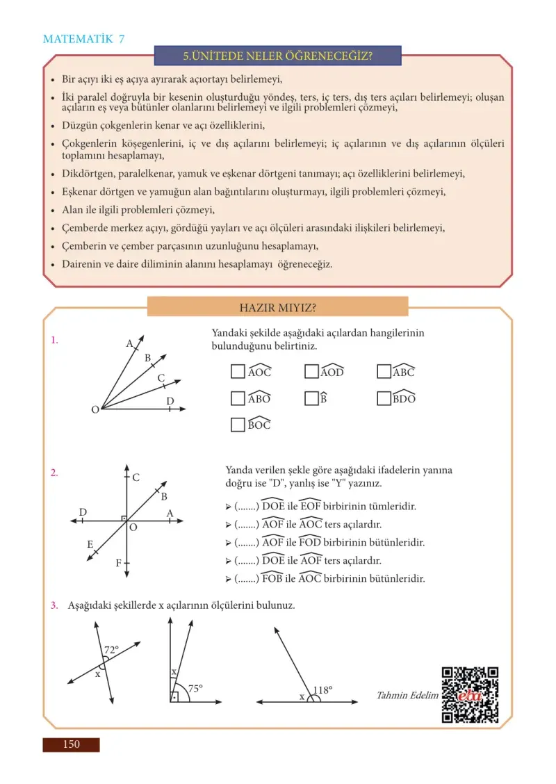 7. Sınıf Matematik Ders Kitabı Cevapları Meb Yayınları Sayfa 150