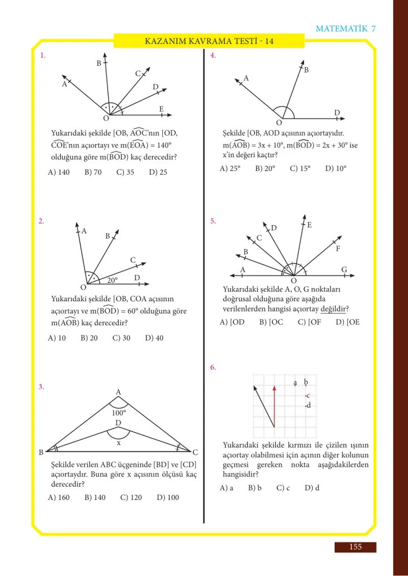 7. Sınıf Matematik Ders Kitabı Cevapları Meb Yayınları Sayfa 155