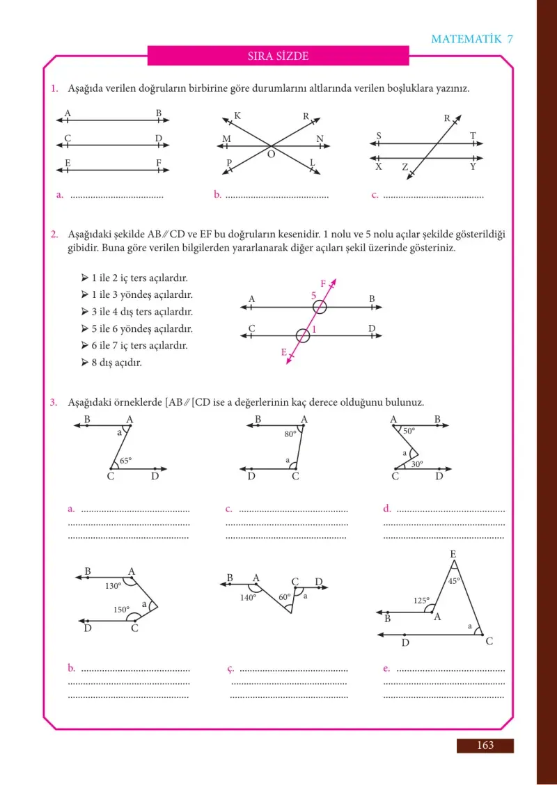 7. Sınıf Matematik Ders Kitabı Cevapları Meb Yayınları Sayfa 163