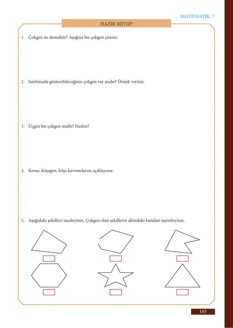 7. Sınıf Matematik Ders Kitabı Cevapları Meb Yayınları Sayfa 165