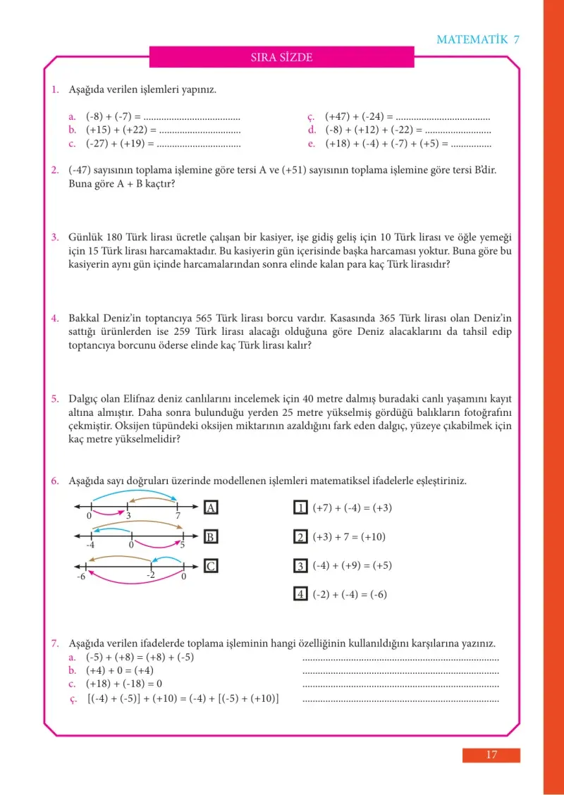 7. Sınıf Matematik Ders Kitabı Cevapları Meb Yayınları Sayfa 17