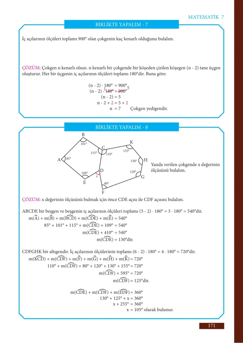 7. Sınıf Matematik Ders Kitabı Cevapları Meb Yayınları Sayfa 171