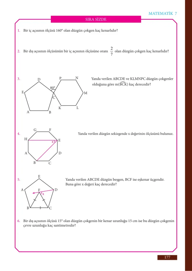 7. Sınıf Matematik Ders Kitabı Cevapları Meb Yayınları Sayfa 177