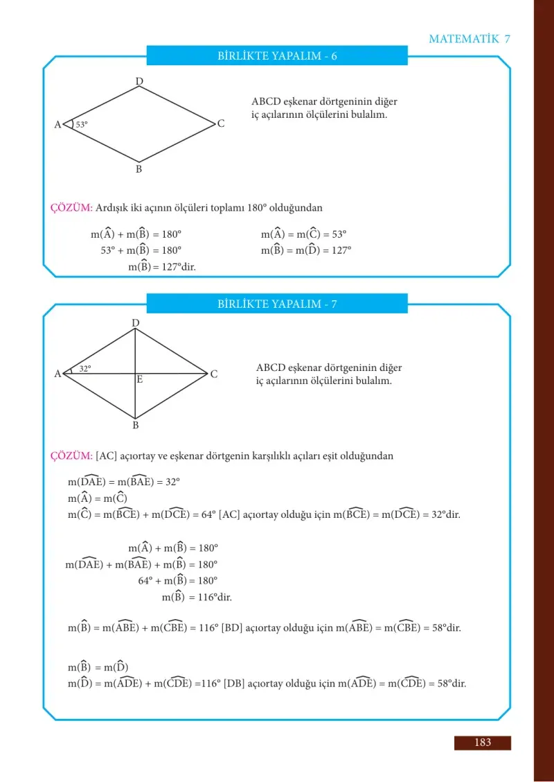 7. Sınıf Matematik Ders Kitabı Cevapları Meb Yayınları Sayfa 183