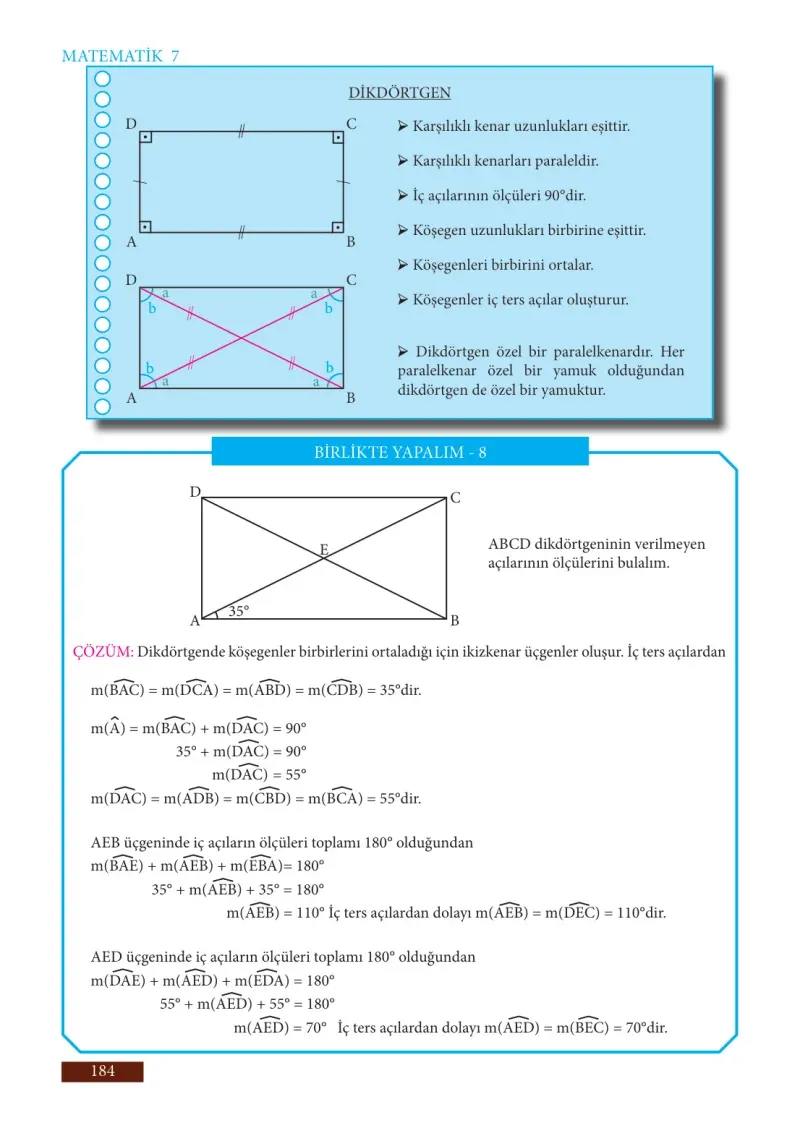 7. Sınıf Matematik Ders Kitabı Cevapları Meb Yayınları Sayfa 184