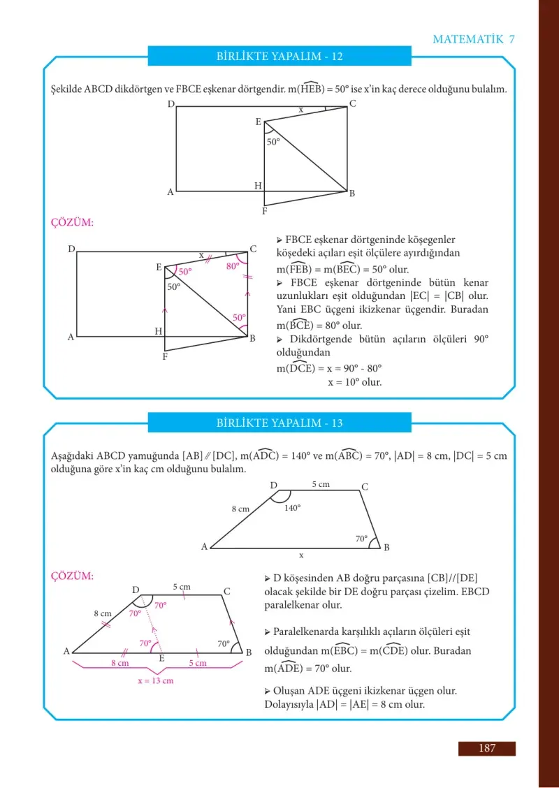 7. Sınıf Matematik Ders Kitabı Cevapları Meb Yayınları Sayfa 187