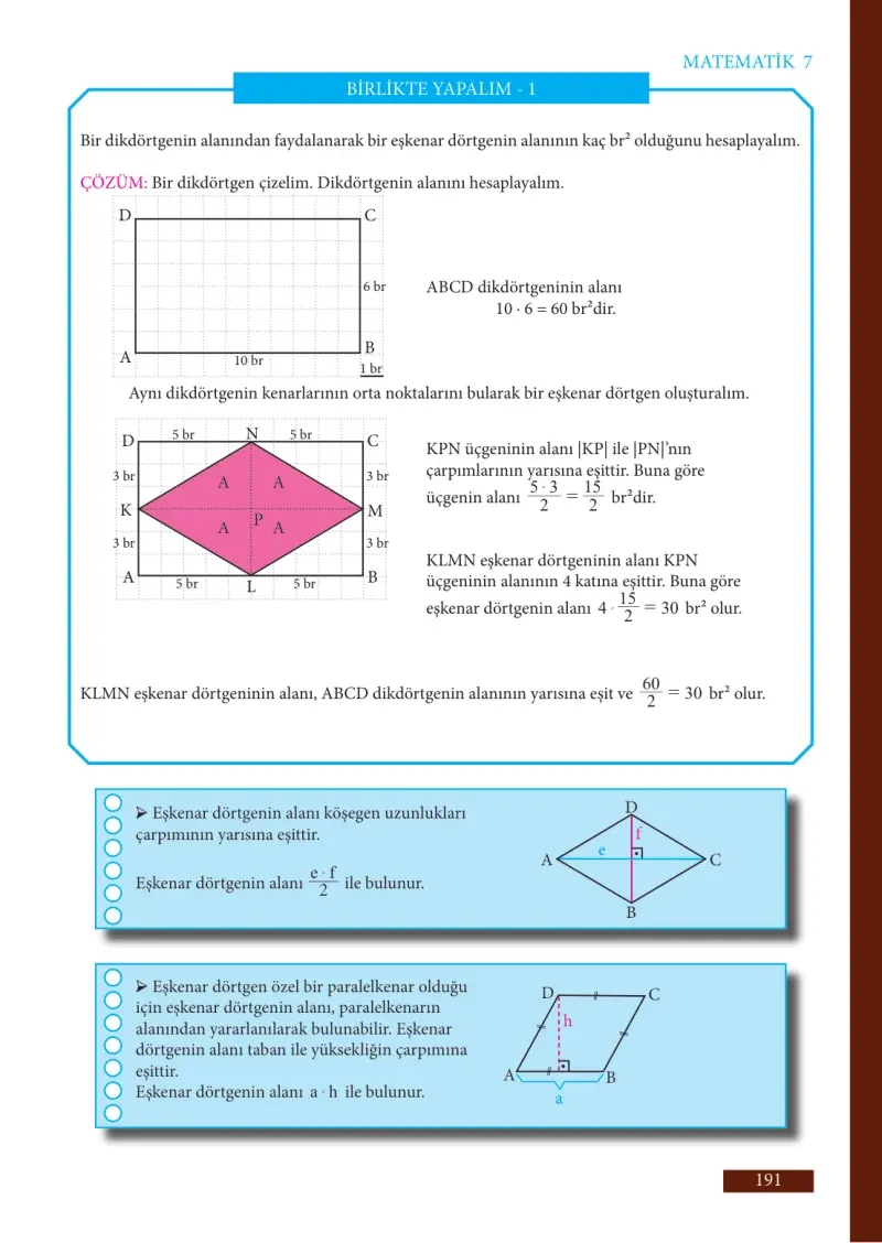 7. Sınıf Matematik Ders Kitabı Cevapları Meb Yayınları Sayfa 191