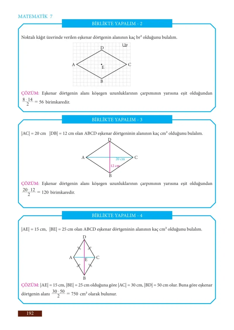 7. Sınıf Matematik Ders Kitabı Cevapları Meb Yayınları Sayfa 192