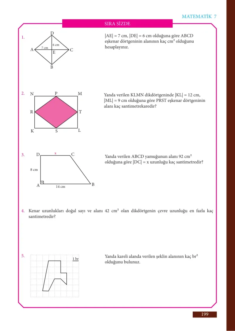 7. Sınıf Matematik Ders Kitabı Cevapları Meb Yayınları Sayfa 199