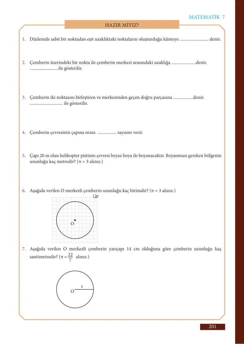 7. Sınıf Matematik Ders Kitabı Cevapları Meb Yayınları Sayfa 201