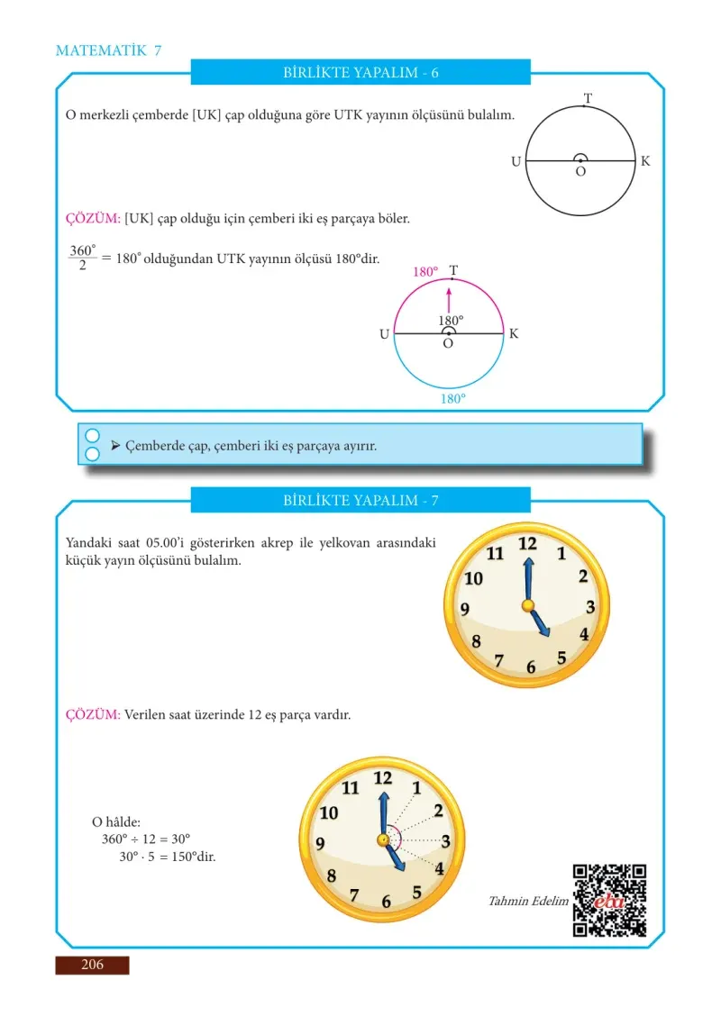 7. Sınıf Matematik Ders Kitabı Cevapları Meb Yayınları Sayfa 206
