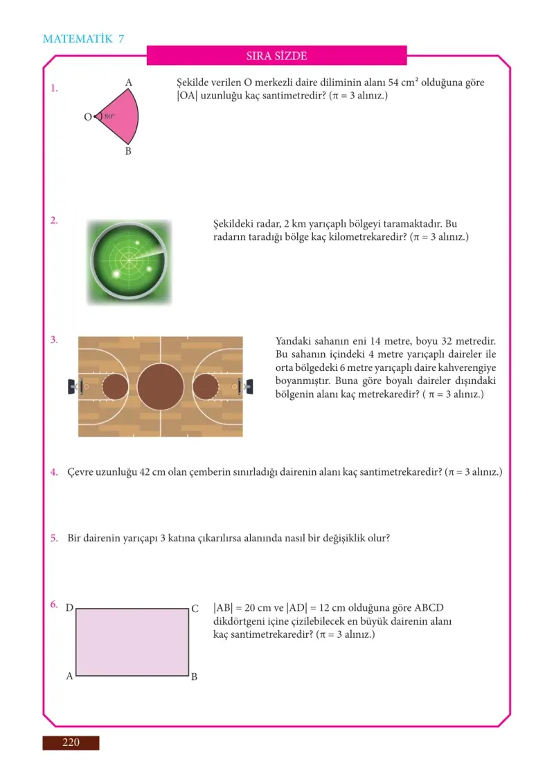 7. Sınıf Matematik Ders Kitabı Cevapları Meb Yayınları Sayfa 220