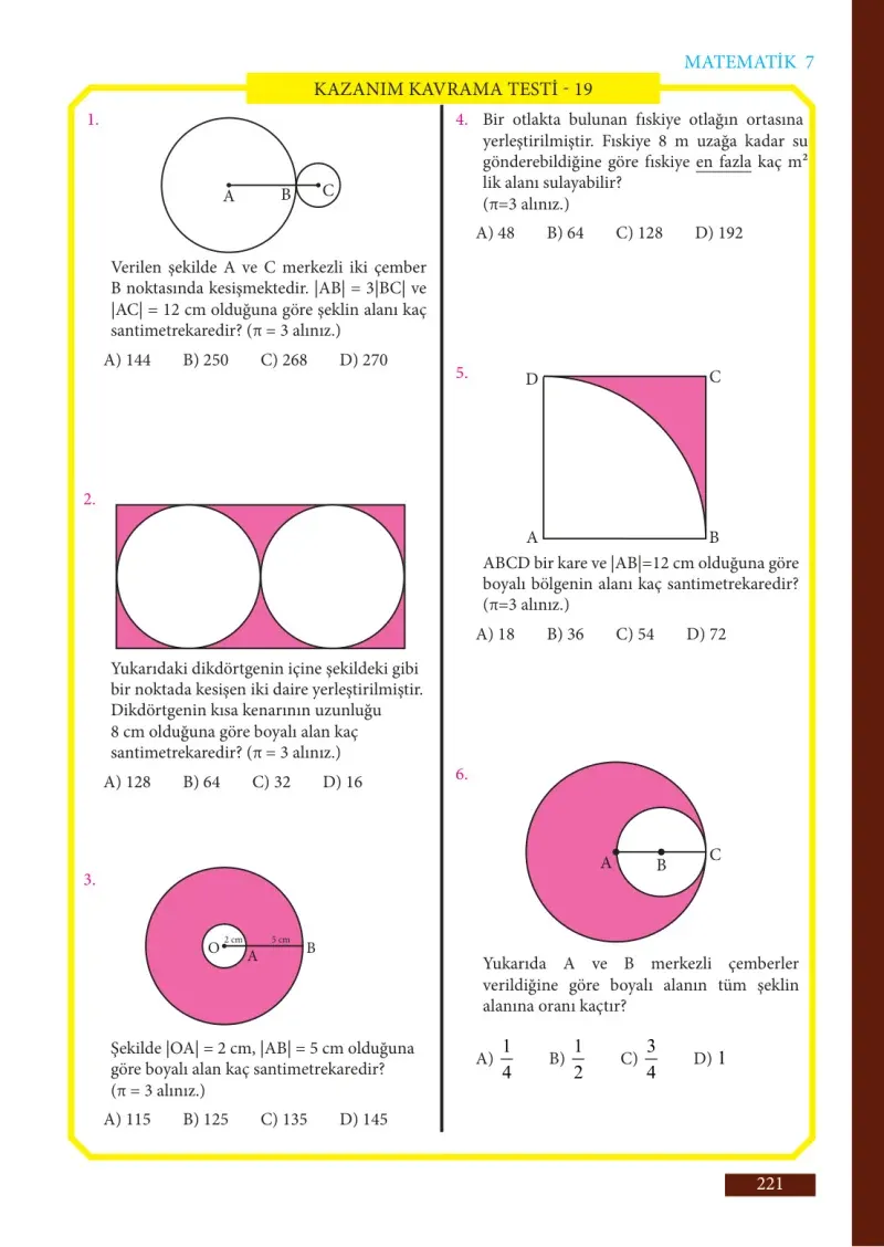 7. Sınıf Matematik Ders Kitabı Cevapları Meb Yayınları Sayfa 221