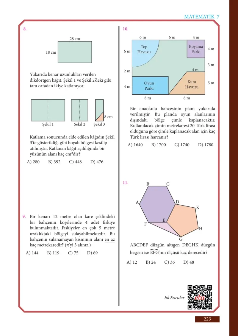 7. Sınıf Matematik Ders Kitabı Cevapları Meb Yayınları Sayfa 223