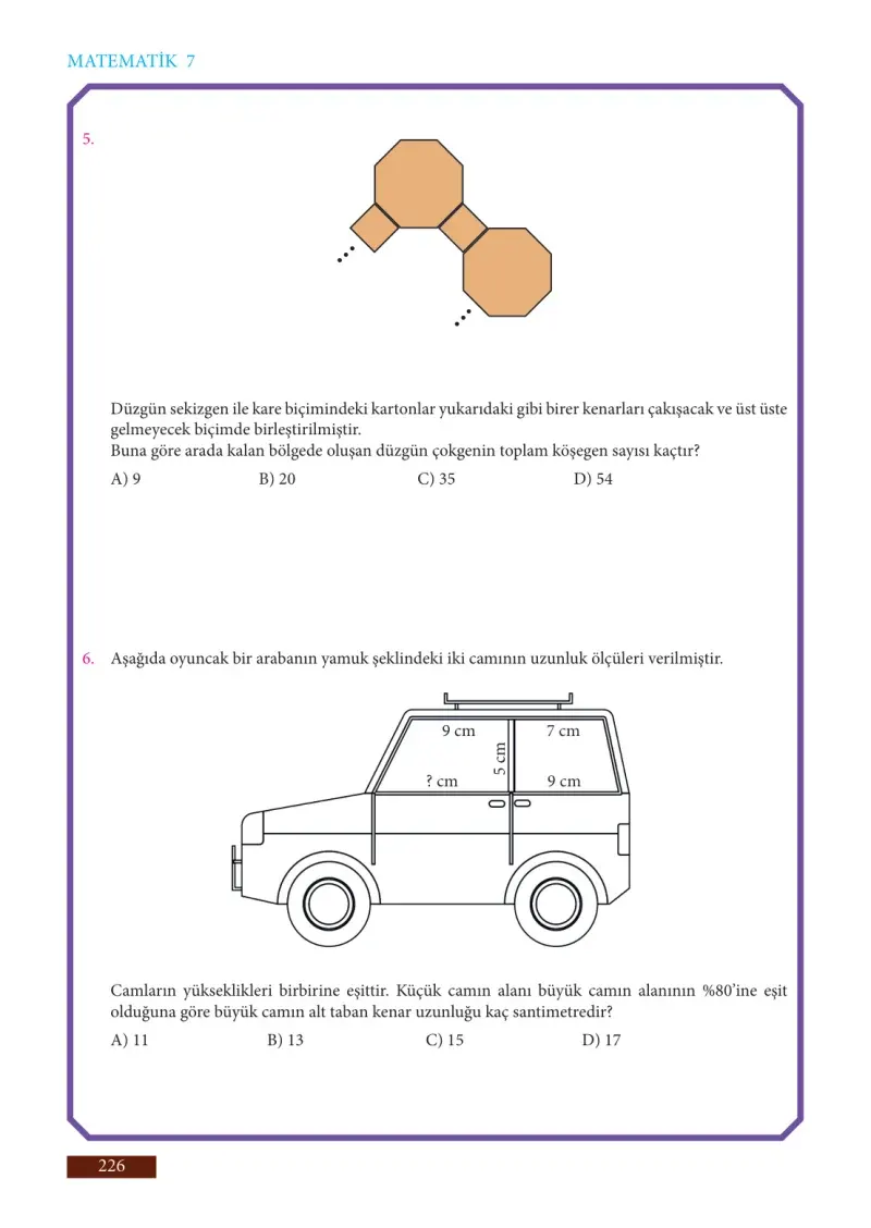 7. Sınıf Matematik Ders Kitabı Cevapları Meb Yayınları Sayfa 226