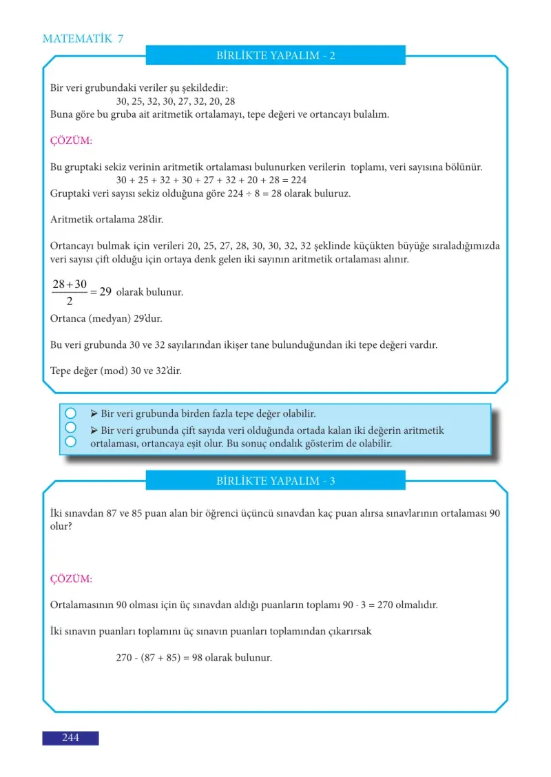 7. Sınıf Matematik Ders Kitabı Cevapları Meb Yayınları Sayfa 244