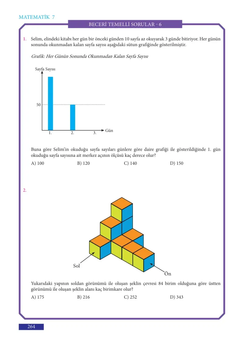 7. Sınıf Matematik Ders Kitabı Cevapları Meb Yayınları Sayfa 264