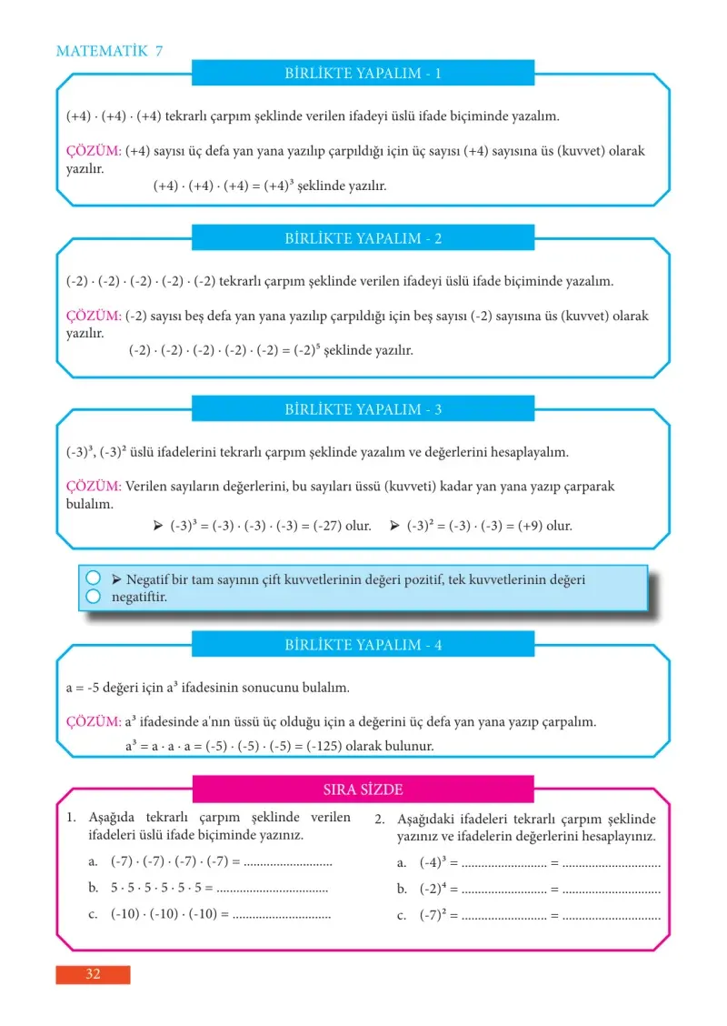 7. Sınıf Matematik Ders Kitabı Cevapları Meb Yayınları Sayfa 32