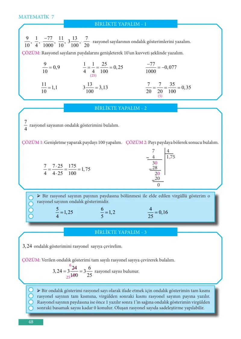 7. Sınıf Matematik Ders Kitabı Cevapları Meb Yayınları Sayfa 48