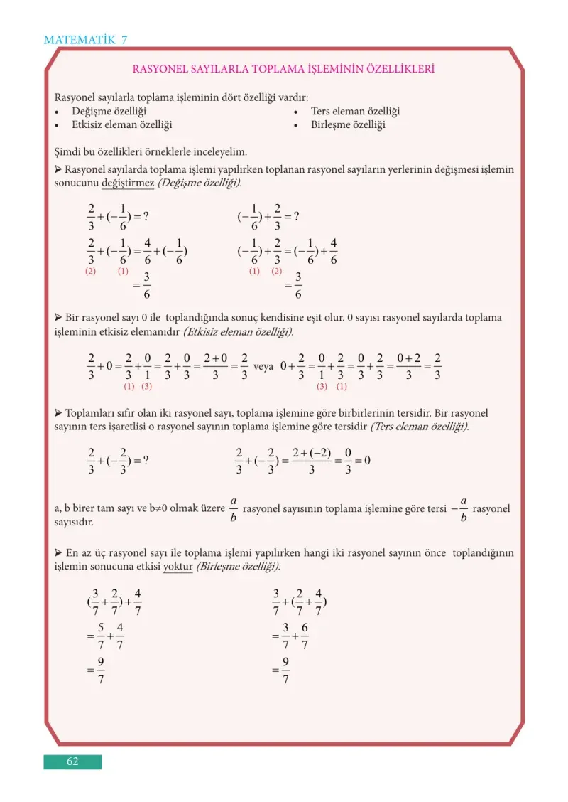 7. Sınıf Matematik Ders Kitabı Cevapları Meb Yayınları Sayfa 62