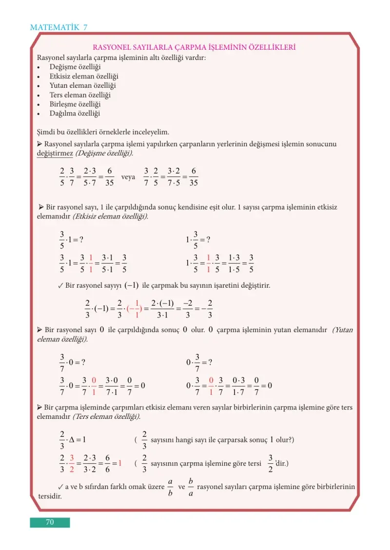 7. Sınıf Matematik Ders Kitabı Cevapları Meb Yayınları Sayfa 70